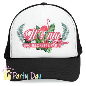 BACHELORETTE HAT Το τέλειο καπέλο για ένα Bachelorette Party. Η νύφη πρέπει να ξεχωρίζει !!! να φαίνεται ανά πάσα στιγμή από όλους όσους συναντά στο πάρτι. Στυλάτη νύφη και φίλες σε μία βραδιά που θα μείνει αξέχαστη... BACHELORETTE PARTY Καπέλο για τη νύφη και τις φίλες της. ΠΕΡΙΓΡΑΦΗ Καπέλο με δίχτυ κωδ.08594 Καπέλο με δίχτυ, Με Σφουγγάρι στο μέτωπο Περιγραφή: Καπέλο κλασικό καλοκαιρινό, καπέλα με δίκτυ Διαστάση Αντικειμένου: Περίμετρος 58 cm Ρυθμιζόμενο πλαστικό πίσω κούμπωμα. Χώρος Εκτύπωσης: 9 x 6,5 cml *Στο συγκεκριμένο καπέλο, Δεν γίνεται προσωποποίηση δηλαδή δεν τυπώνουμε ονόματα.